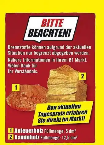 B1 Discount Baumarkt Anfeuerholz oder kaminholz Angebot