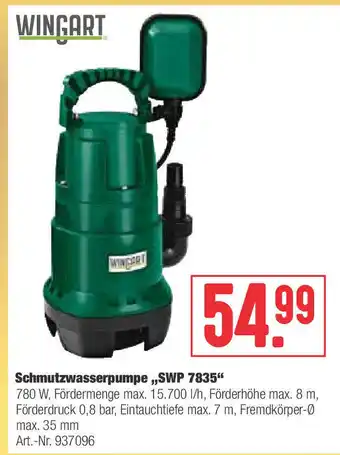 Hellweg Wingart Schmutzwasserpumpe SWP 7835 Angebot
