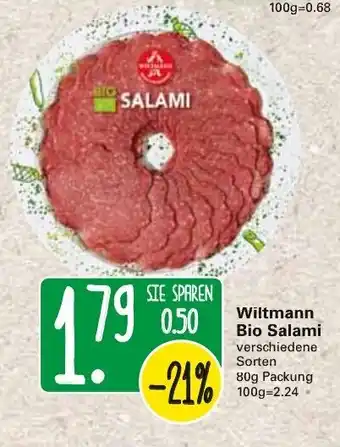 WEZ Wiltmann Bio Salami 80 g Angebot