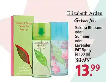 Rossmann Elizabeth arden green tea sakura blossom oder summer oder lavender edt spray Angebot