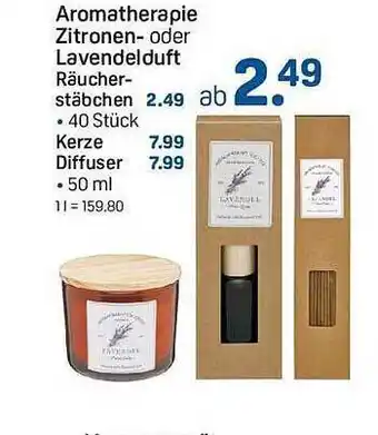 Rossmann Aromatherapie zitronen- oder lavendelduft räucherstäbchen oder kerze diffuser Angebot