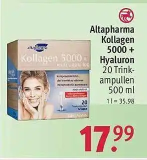 Rossmann Altapharma kollagen 5000 + hyaluron Angebot