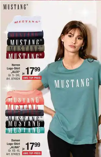 AWG Mode Mustang herren logo-shirt „alex“ oder damen „alina“ Angebot