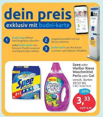 Budni Spee oder weißer riese waschmittel perls oder gel Angebot