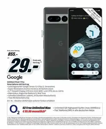 MediaMarkt Google pixel 7 pro smartphone mit vertrag Angebot