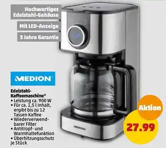 PENNY Medion edelstahl-kaffeemaschine Angebot