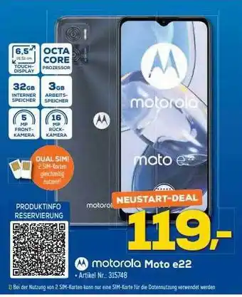 Euronics Berlet Motorola moto e22 Angebot