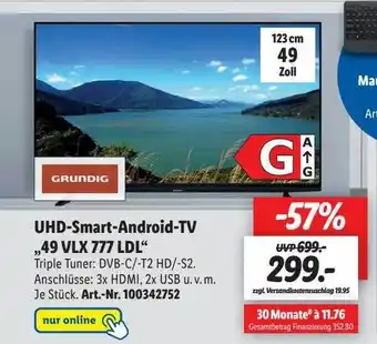 Lidl Grundig uhd-smart-android-tv „49 vlx 777 ldl“ Angebot