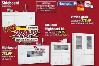 Poco Hochglanz sideboard, highboard, mailand highboard oder vitrine groß Angebot