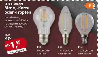 Sonderpreis Baumarkt Led-filament-birne, -kerze oder -tropfen Angebot