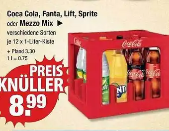 V Markt Coca cola, fanta, lift, sprite oder mezzo mix Angebot