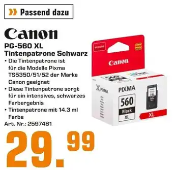 Saturn Canon PG-560 XL Tintenpatrone Schwarz Angebot