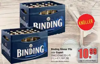 alldrink Binding Römer Pils oder Export 20x0,5/24x0,33 l Fl. Angebot