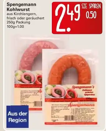 WEZ Spengemann Kohlwurst 250g Angebot