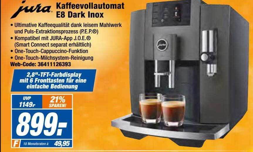 Jura kaffeevollautomat e8 dark inox Angebot bei Expert