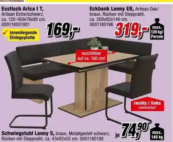 Opti Wohnwelt Esstisch arica i t, eckbank lenny eb oder schwingstuhl lenny s Angebot