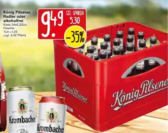 WEZ König Pilsener, Radler oder alkoholfrei 24x0,33L Angebot