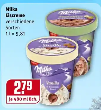 REWE Milka Eiscreme 480ml Becher Angebot