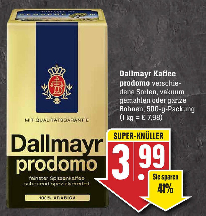 Dallmayr Kaffee Prodomo 500g Angebot bei Edeka