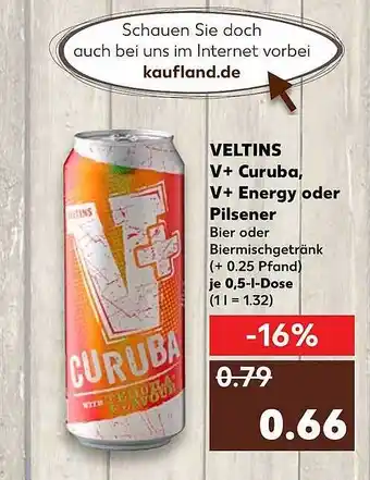 Kaufland Veltins V+Curuba, V+Energy oder Pilsener Angebot