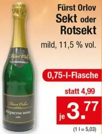 Zimmermann Fürst Orlov Sekt oder Rotsekt 0,75 L Flasche Angebot