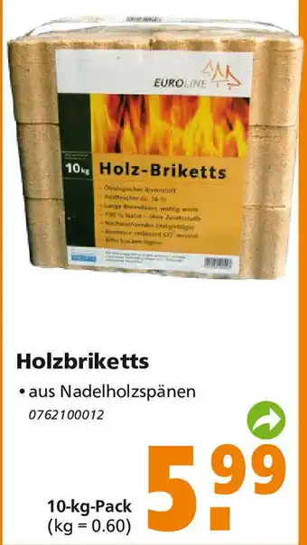 Globus Baumarkt Holzbriketts 10 kg Pack Angebot