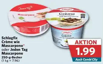 Combi Schlagfix Crème wie Mascarpone oder Jeden Tag Mascarpone 250 g Becher Angebot