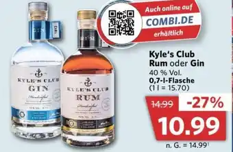 Combi Kyle's Club Rum oder Gin 0,7 L Flasche Angebot