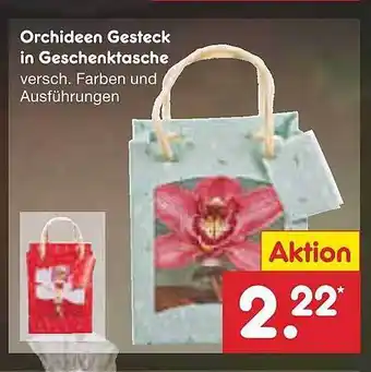 Netto Marken-Discount Orchideen gesteck in geschenktasche Angebot