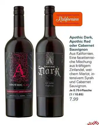 akzenta Apothic dark, apothic red oder cabernet sauvignon Angebot