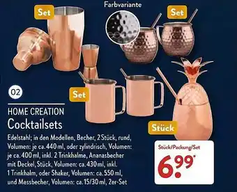 Aldi Nord Home creation cocktailsets Angebot