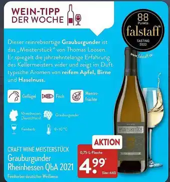Aldi Nord Craft wine meisterstück grauburgunder rheinhessen qba 2021 Angebot