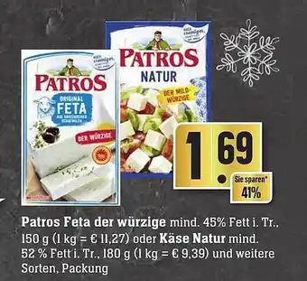 Edeka Patros feta der würzige oder käse natur Angebot