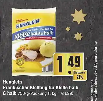 Edeka Henglein fränkischer kloßteig für klöße halb & halb Angebot