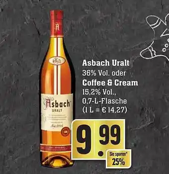 Edeka Asbach ural oder coffee & cream Angebot