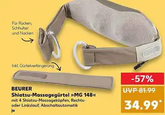 Kaufland Beurer Shiatsu-Massagegürtel >> MG 148>> Angebot