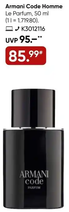 Galeria Armani Code Homme Le Parfum 50 ml Angebot