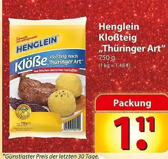 Famila Nord Ost Henglein kloßteig „thüringer art“ Angebot