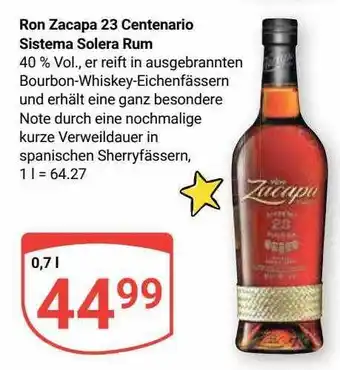 Globus Ron zacapa 23 centenario sistema solera rum Angebot