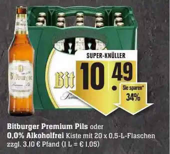 Scheck-in-Center Bitburger premium pils oder 0,0% alkoholfrei Angebot