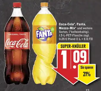 Edeka Coca Cola, Fanta oder Mezzo Mix 1,5L Angebot