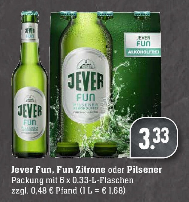 Jever Fun, Fun Zitrone oder Pilsener 6x0,33L Angebot bei Edeka