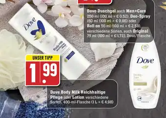 Edeka Dove Body Milk Reichhaltige Pflege oder Lotion 400ml Angebot