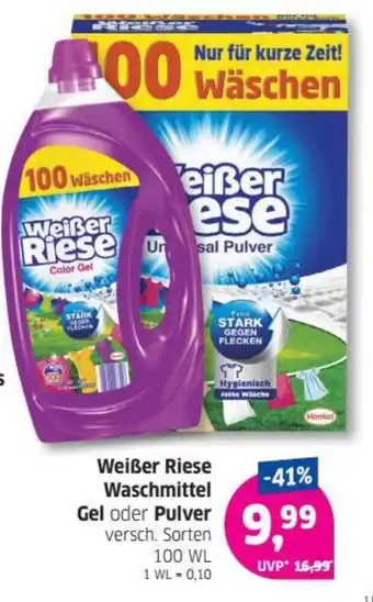 Budni Weißer Riese Waschmittel Gel oder Pulver 100WL Angebot