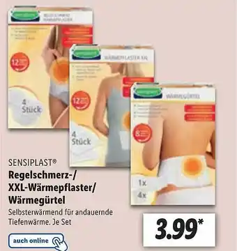 Lidl Sensiplast regelschmerz--xxlwärmepflaster-wärmegürtel Angebot