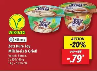 Lidl Zott pure joy milchreis & grieß Angebot