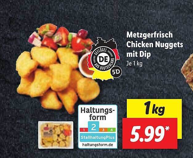 Metzgerfrisch chicken nuggets mit dip Angebot bei Lidl