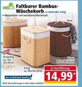 Norma Toptex faltbarer bambus-wäschekorb Angebot