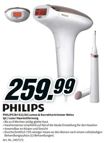 MediaMarkt Philips Bri 921/00 Lumea & Korrekturtrimmer Weiss Ipl/Laser Haarentfernung Angebot