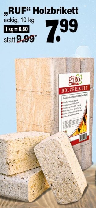 Repo Markt RUF Holzbrikett eckig, 10 kg Angebot